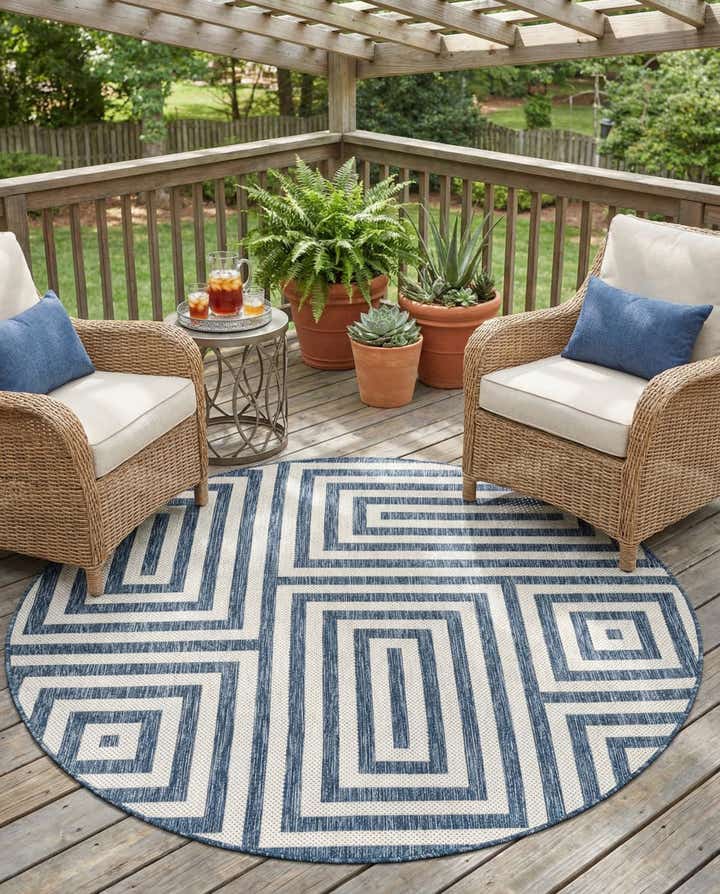 6' x 6' Easy-Clean Modern Indoor / Outdoor Round Rug