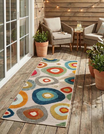 Multi Beige Easy-Clean Casablanca Indoor / Outdoor Runner Rug