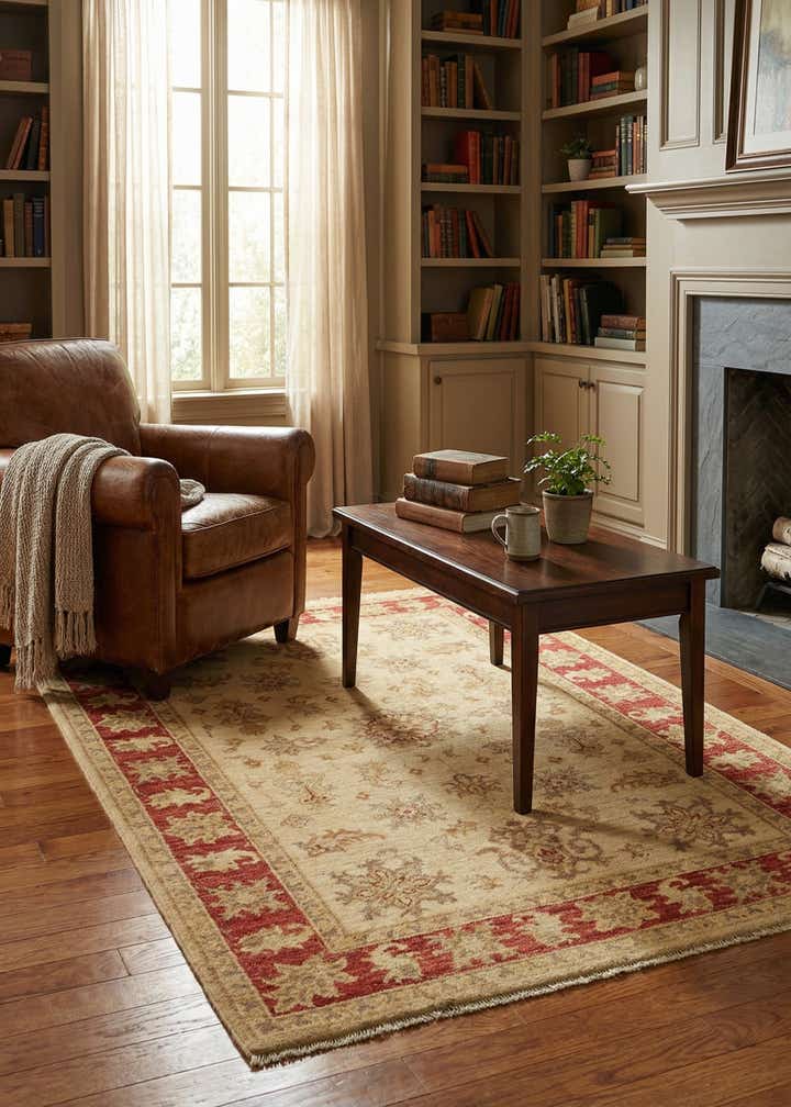 3' 5 x 4' 10 Hand Knotted Peshawar Ziegler Rug