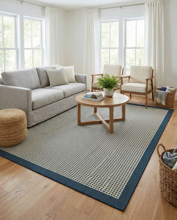 5' x 8' Easy-Clean Border Indoor / Outdoor Rug