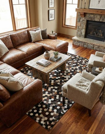 5' x 7' 10 Cowhide Leather Rug