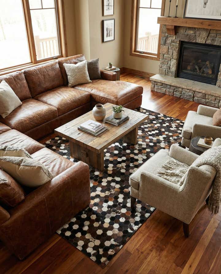 5' x 7' 10 Cowhide Leather Rug