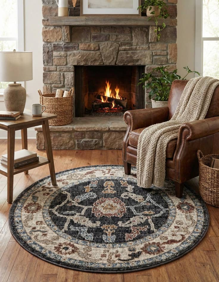 Detail image of 3' 3 x 3' 3 Eco Traditional Round Rug