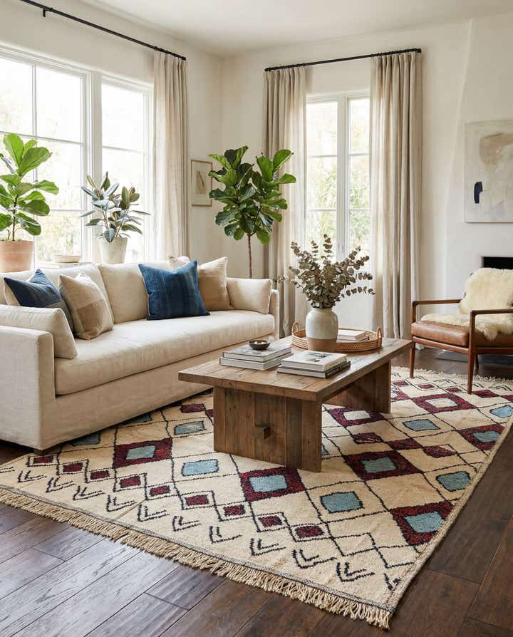 8' x 10' Hand Knotted Moroccan Wool Rug