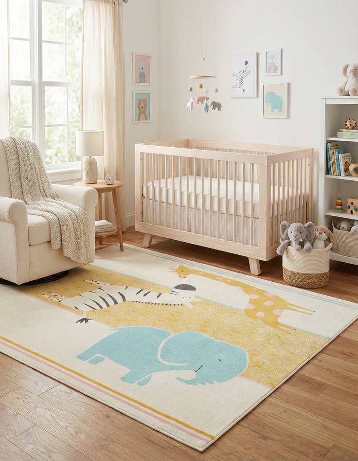 Detail image of 7' 10 x 10' Animals Whimsy Kids Rug