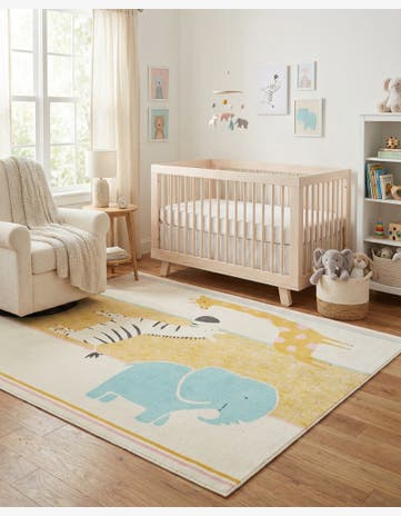Ivory Animals Whimsy Kids Rug