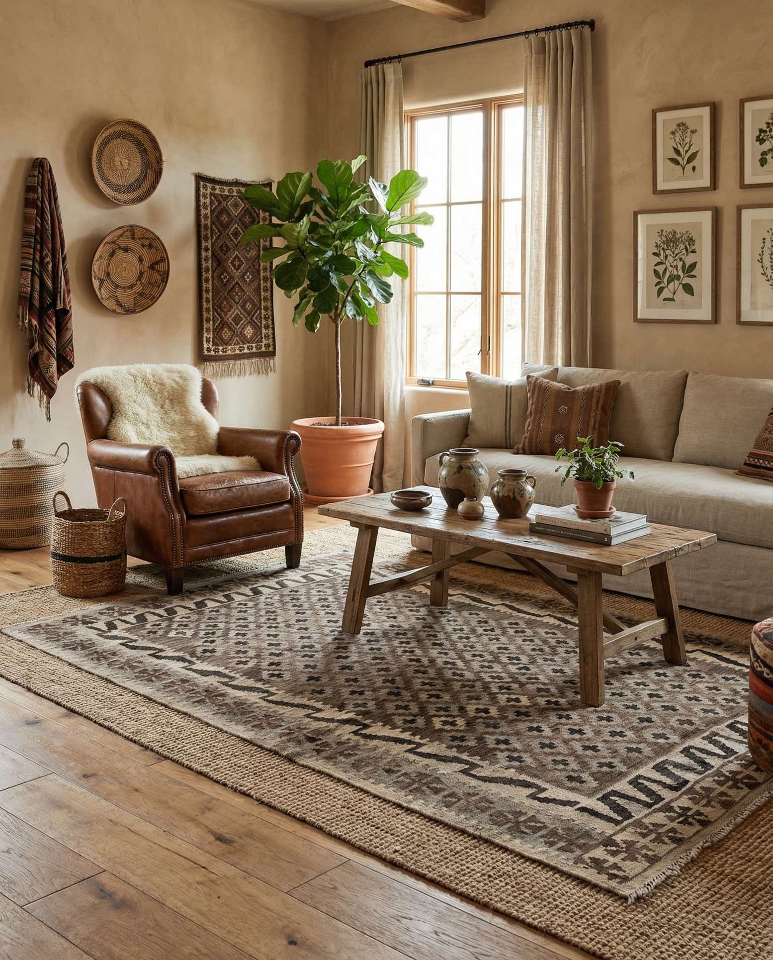 4' 3 x 5' 10 Hand Woven Kilim Maymana Wool Rug