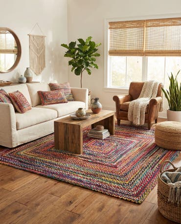  8' x 8'  Hand Braided Chindi Square Rug