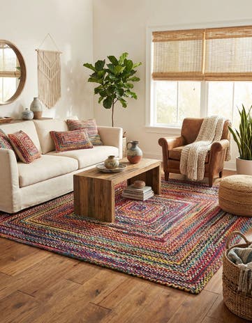 8' x 8' Handmade Braided Chindi Square Rug