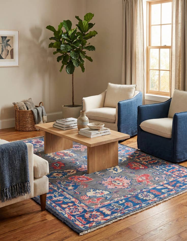 Detail image of 4' 10 x 6'  Hand Knotted Darya Wool Rug