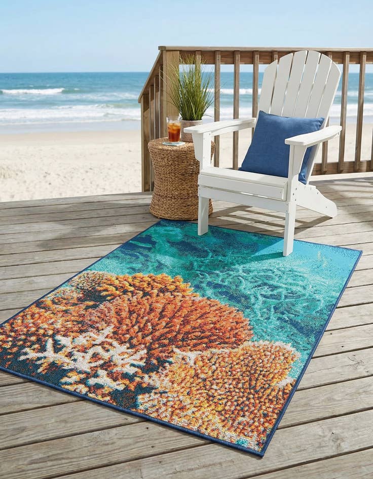 Detail image of 2' x 3'  Washable Coastal Indoor / Outdoor Rug