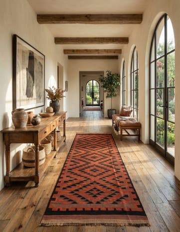 4' 8 x 15' 6 Hand Woven Kilim Fars Wool Runner Rug