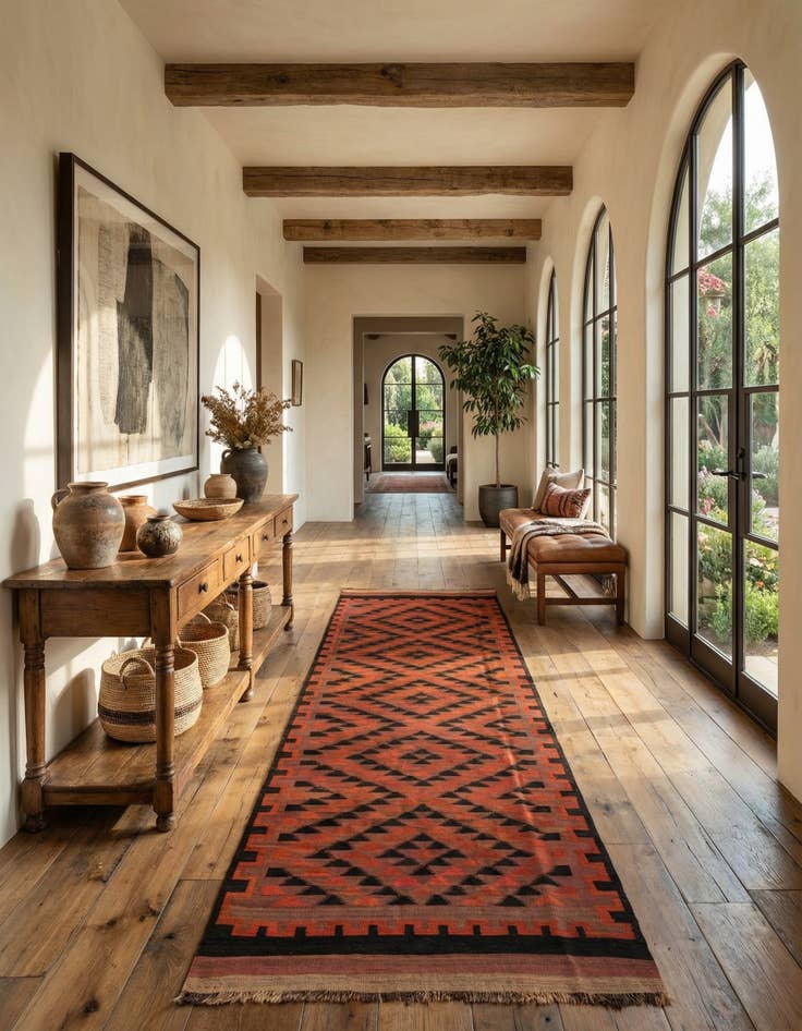 Detail image of 4' 8 x 15' 6  Hand Woven Kilim Fars Wool Runner Rug