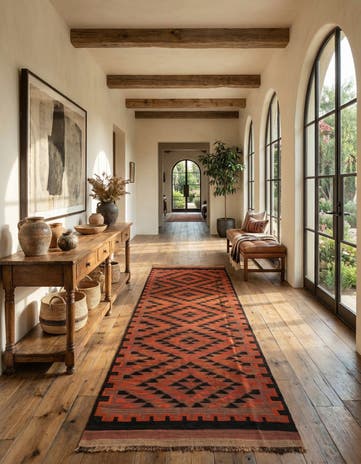 4' 8 x 15' 6 Hand Woven Kilim Fars Wool Runner Rug