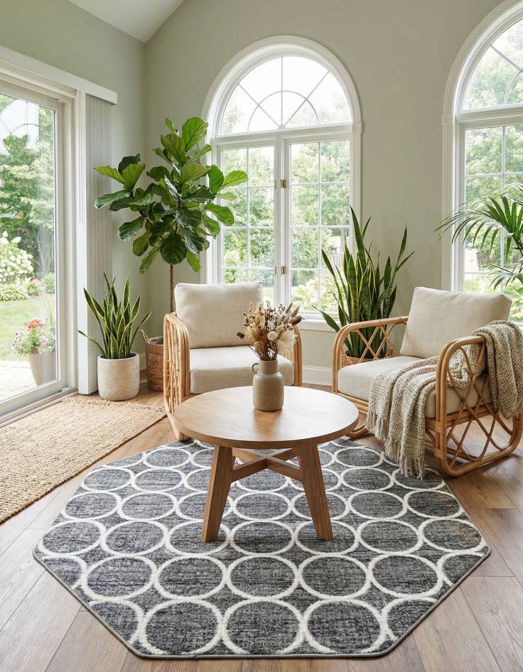 Detail image of  5' 3 x 5' 3 Lattice Trellis Octagon Rug