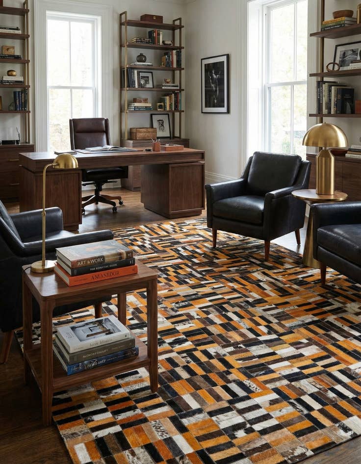 Detail image of  5' x 7' 11 Cowhide - Patchwork Rug