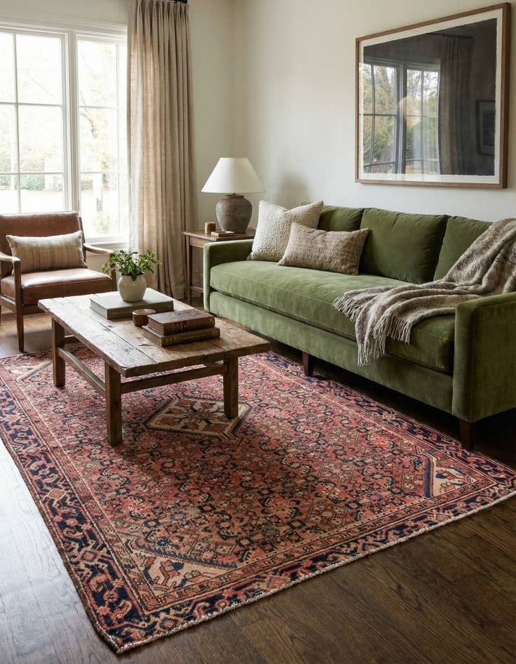 Detail image of 4' 7 x 6' 2  Hand Knotted Ultra Vintage Persian Wool Rug