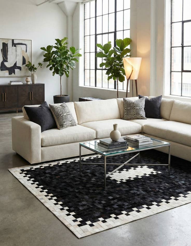 Detail image of 5' 2 x 7' 11 Cowhide Stocks Rug