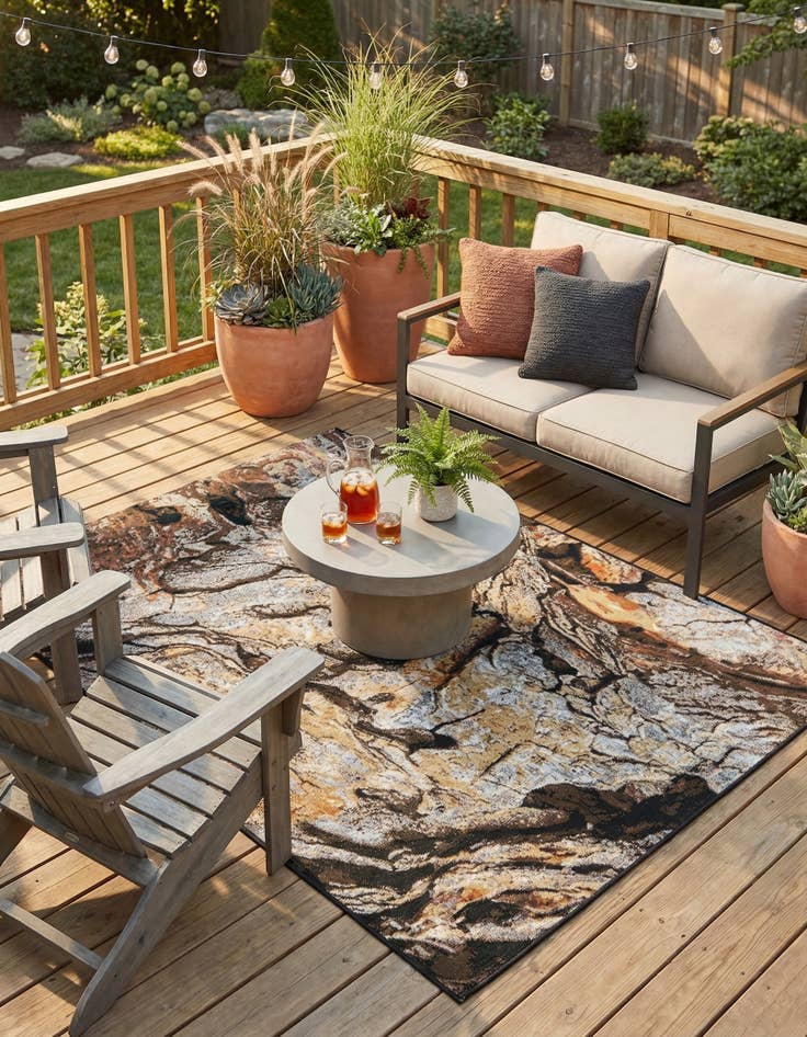 Detail image of  4' x 6'  Washable Modern Indoor / Outdoor Rug