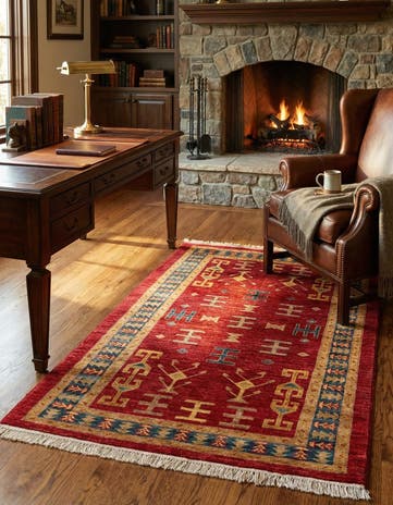3' 5 x 5' 4 Hand Knotted Ziegler Wool Rug