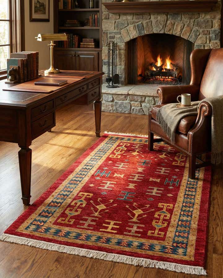 3' 5 x 5' 4 Hand Knotted Ziegler Wool Rug