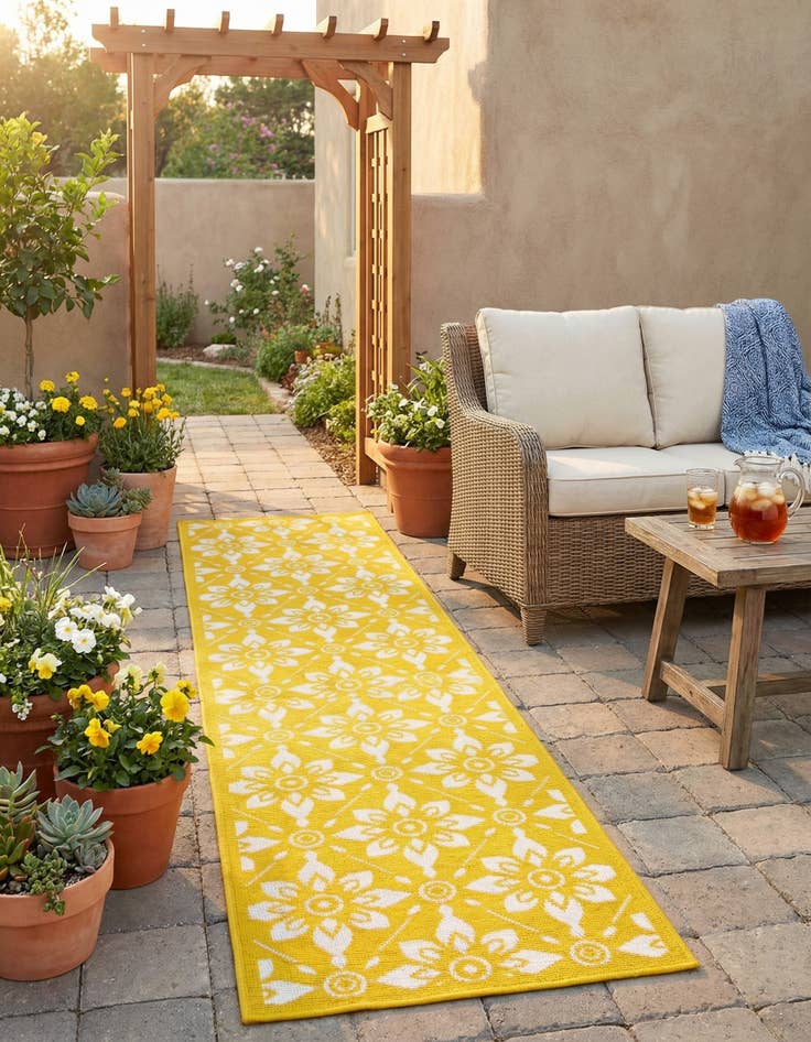 Detail image of 2' x 8'  Washable Trellis Indoor / Outdoor Runner Rug