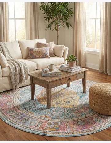 Light Blue Santiago Round Rug