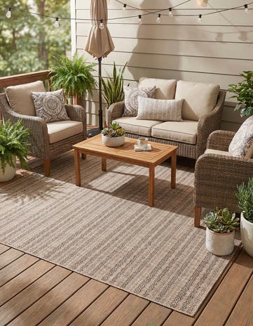 7' 10 x 7' 10 Easy-Clean Ribbon Indoor / Outdoor Square Rug