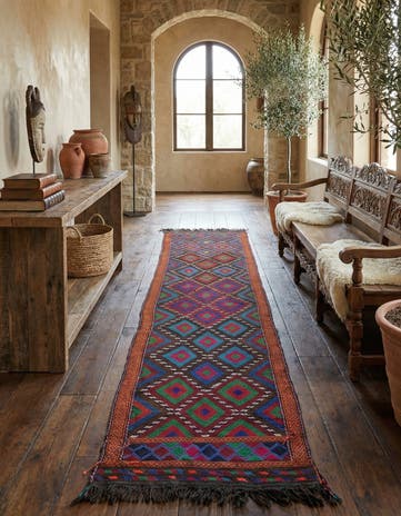 2' 6 x 11' Hand Woven Kilim Fars Wool Runner Rug