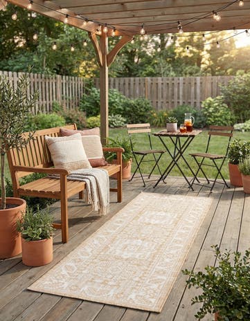 Natural Easy-Clean Aztec Indoor / Outdoor Runner Rug