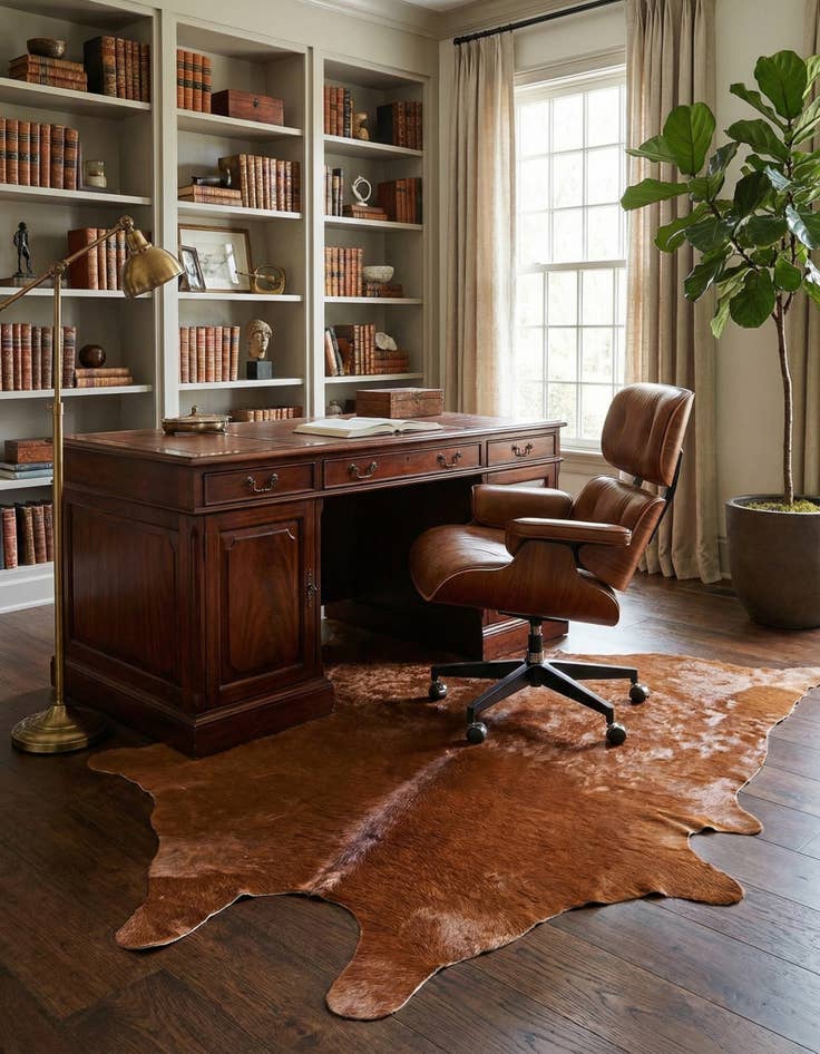 Detail image of 4' 8 x 6' 1 Cowhide Leather Rug