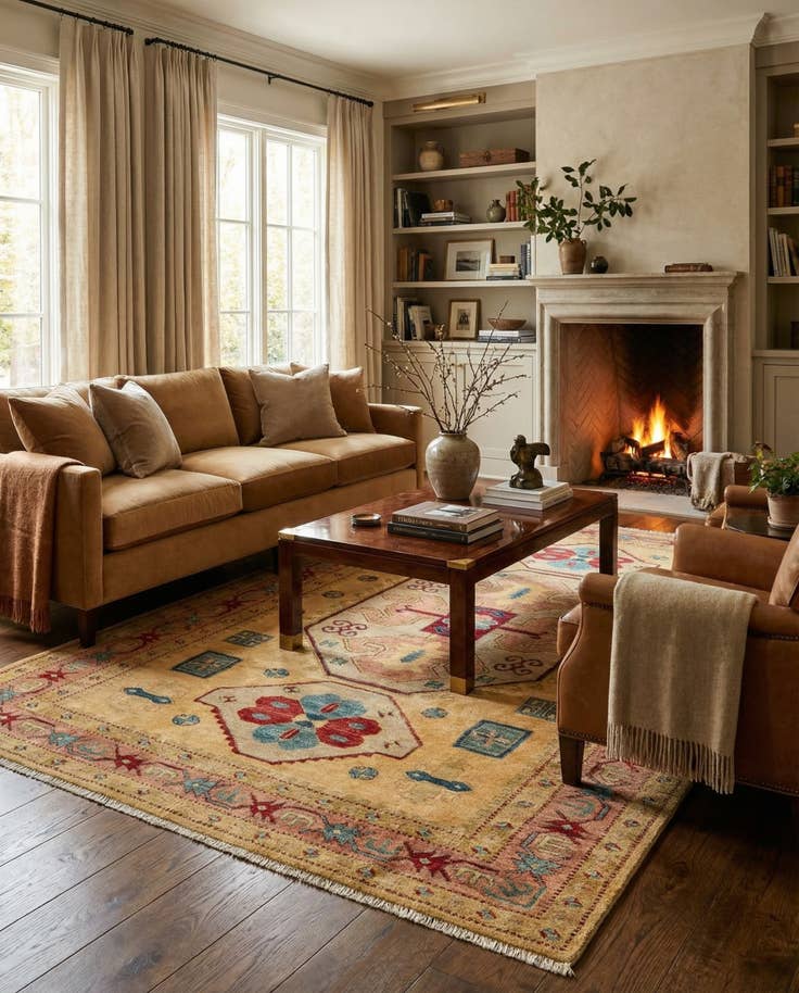 Detail image of 5' 2 x 7' 7 Hand Knotted Ziegler Wool Rug