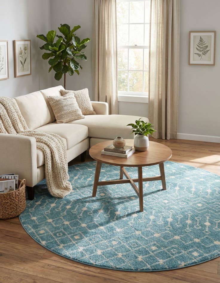 Detail image of  7' 10 x 7' 10 Moroccan Trellis Round Rug