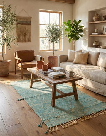 4' 9 x 8' 1 Hand Knotted Moroccan Wool Rug