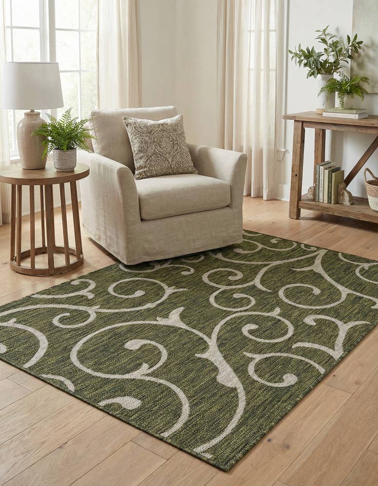Detail image of 4' x 6' Easy-Clean Botanical Indoor / Outdoor Rug