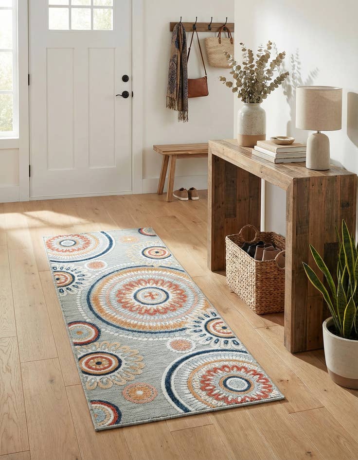 Detail image of  2' 2 x 5' 3  Washable Botanical Indoor / Outdoor Runner Rug