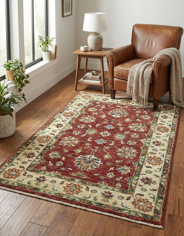 Detail image of 2' 8 x 3' 11  Hand Knotted Peshawar Ziegler Rug