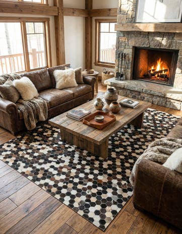 5' x 7' 8 Cowhide Leather Rug