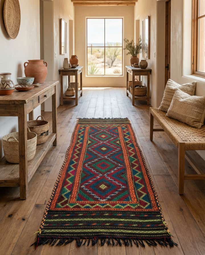 2' 3 x 7' 6 Hand Knotted Kilim Fars Persian Wool Runner Rug