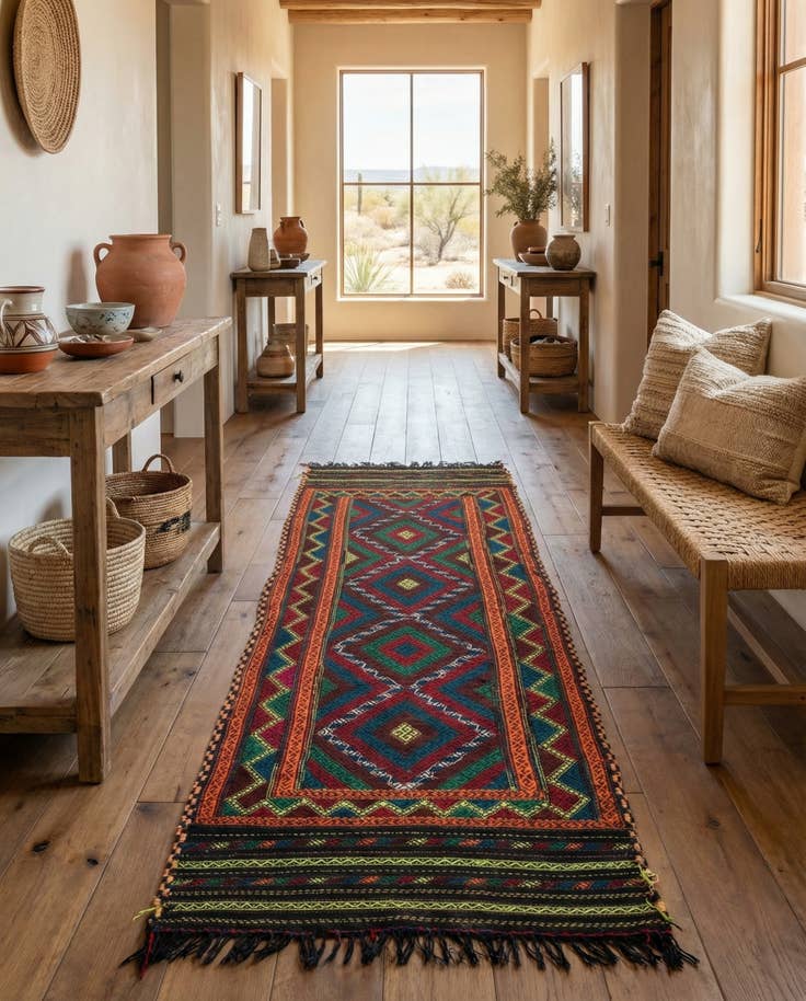 Detail image of 2' 3 x 7' 6 Hand Knotted Kilim Fars Persian Wool Runner Rug