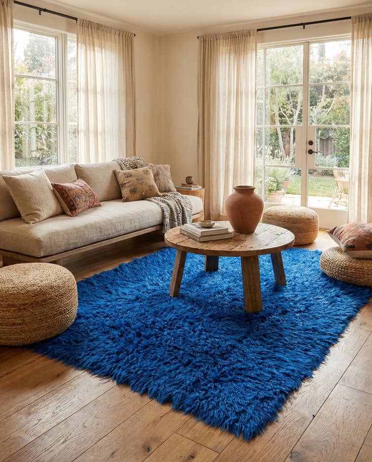 Detail image of 4' 10 x 6' 4 Hand Knotted Moroccan Wool Rug