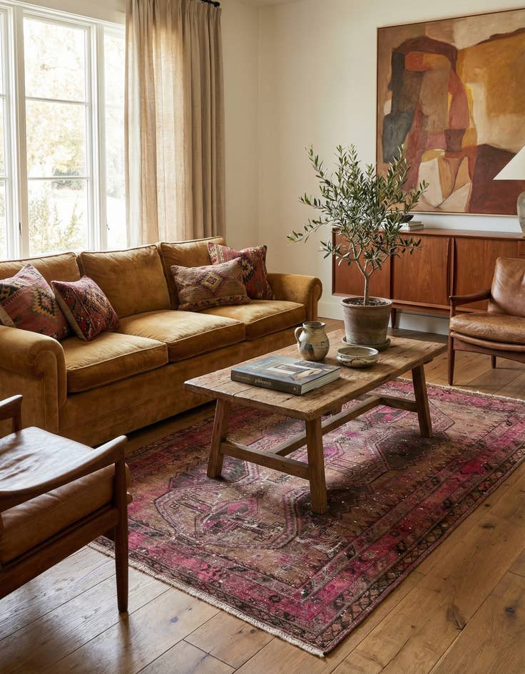 Detail image of 4' 9 x 7' 8  Hand Knotted Ultra Vintage Persian Wool Rug