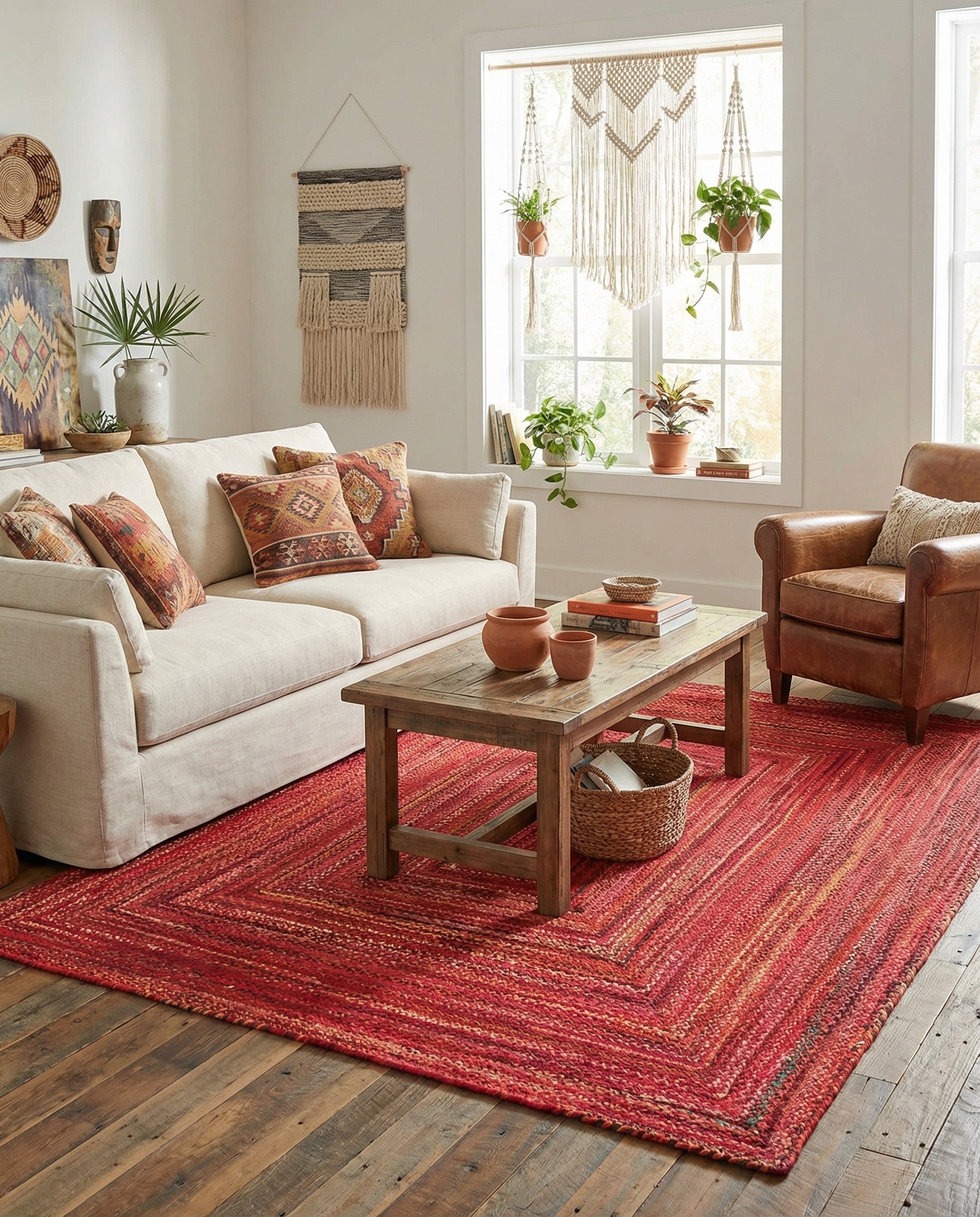  9' x 12' 2  Hand Braided Chindi Rug