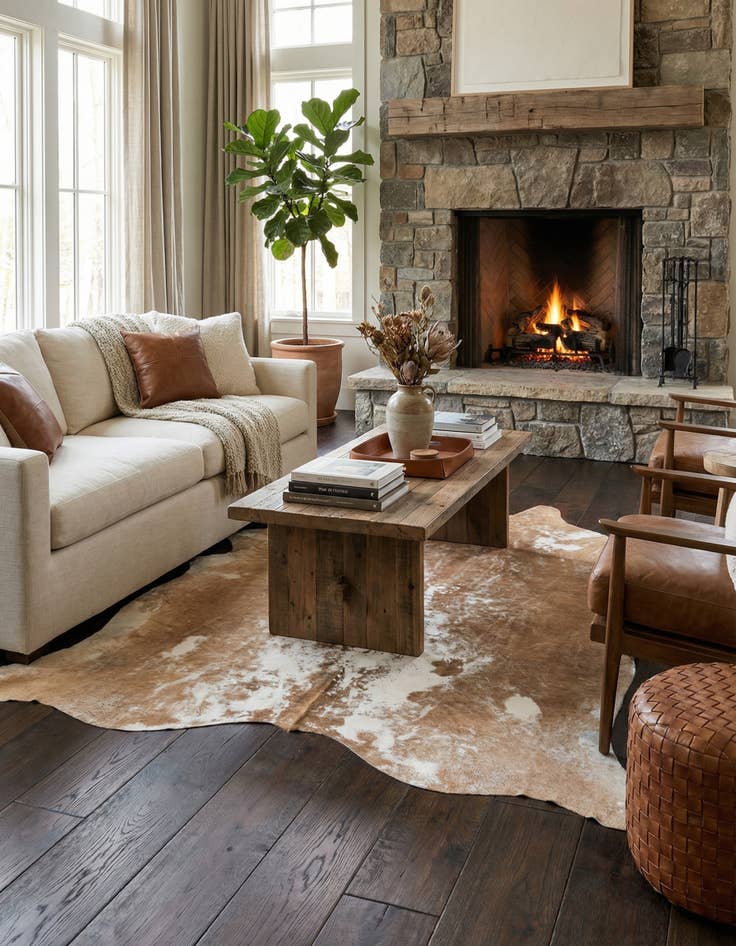 Detail image of 5' 5 x 6' 4 Cowhide Leather Rug