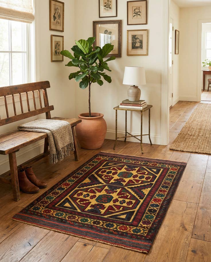 Detail image of 2' 10 x 4' 7 Hand Knotted Sumak Wool Rug