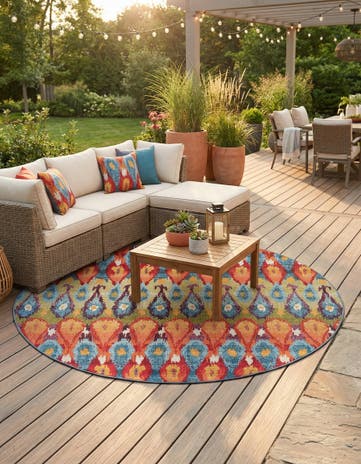 8' x 8' Easy-Clean Modern Indoor / Outdoor Round Rug