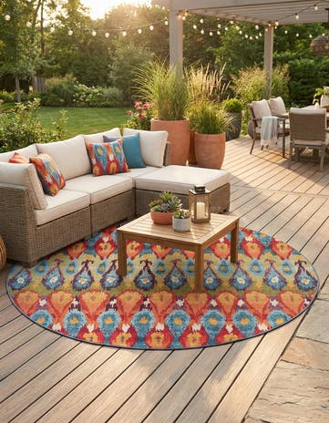 Easy-Clean Modern Indoor / Outdoor Round Rug