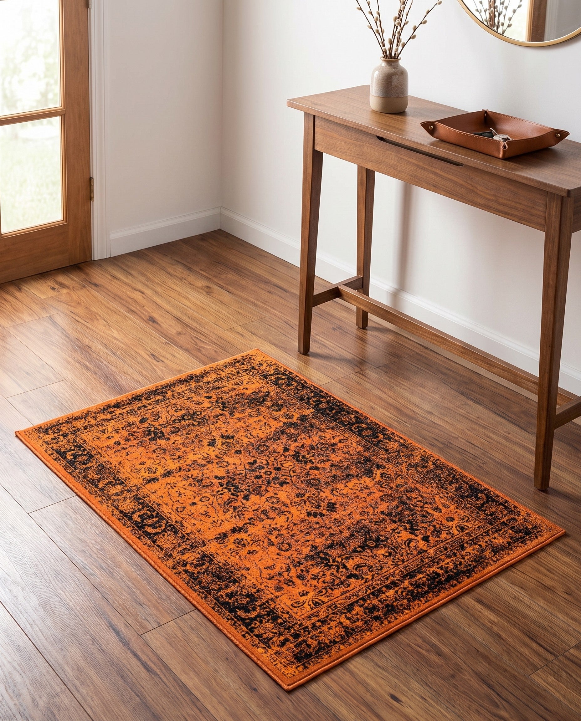 Terracotta and Black Ankara Rug