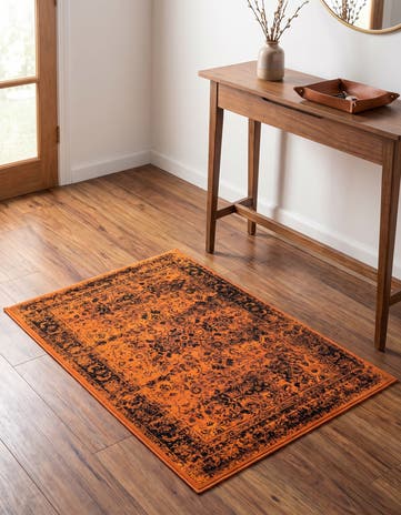 Terracotta and Black Ankara Rug