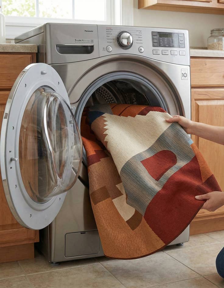 Detail image of  7' 10 x 7' 10  Washable Modern Indoor / Outdoor Round Rug